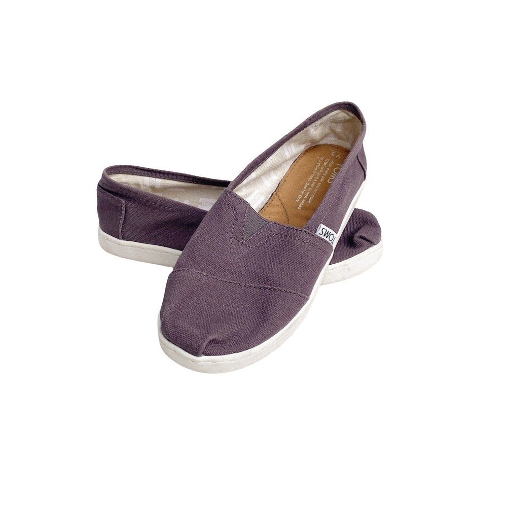 —SOLD—- Toms Classics Ash Gray Youth Kids Sz 3 Slip On Canvas Shoes